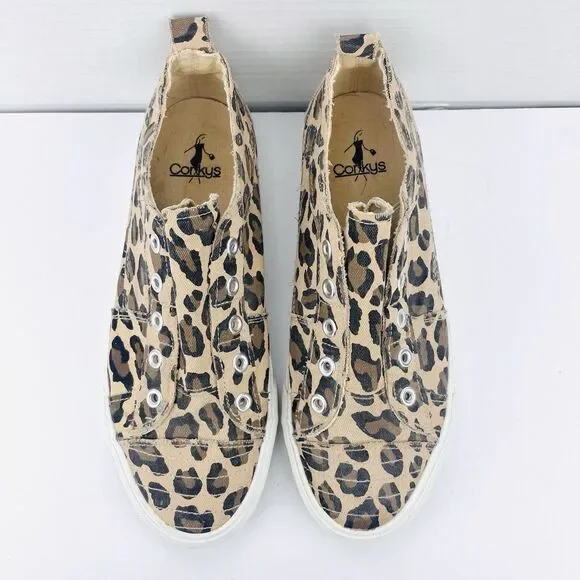 Corkys Womens SZ 8 Babalu Animal Print Slip On Canvas Sneakers Shoes Laceless - Picture 4 of 14